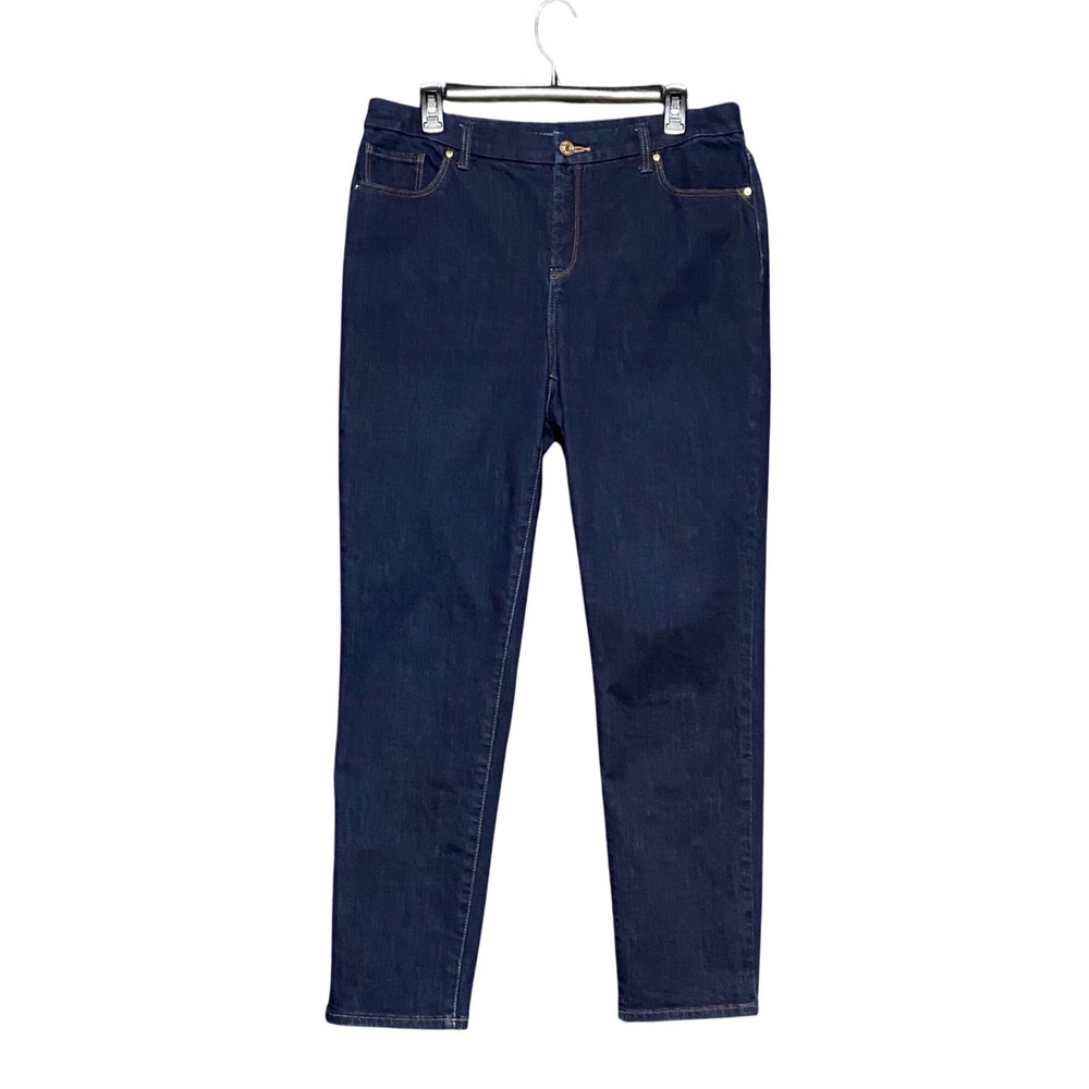 Chico's So Slimming Girlfriend Ankle Jeans Indigo Blue Size 1.5R US 10 Everyday